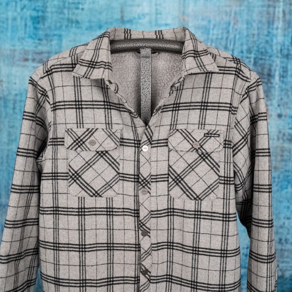 DAKINE Technical Outerwear Men's LARGE Sherpa Lined Wool Blend Flannel Shacket - Picture 2 of 6